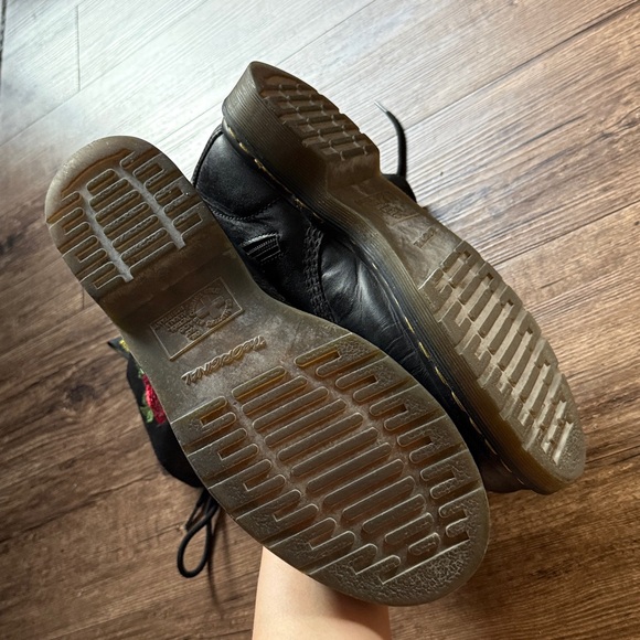 Dr. Martens Black Boots with Red Rose Embroidery - Picture 4 of 4